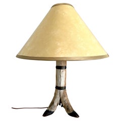 Vintage Deer Hoof Lamp with Custom Parchment Shade in the Style of Ralph Lauren