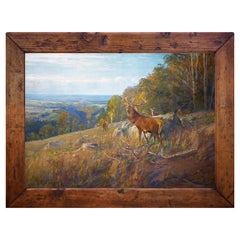 Deer in the Clearing Oil on Canvas, Albert Holz, 1920