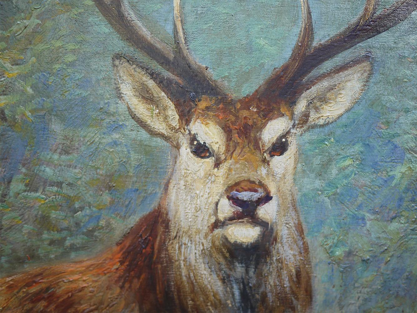 paintings of deer in the woods