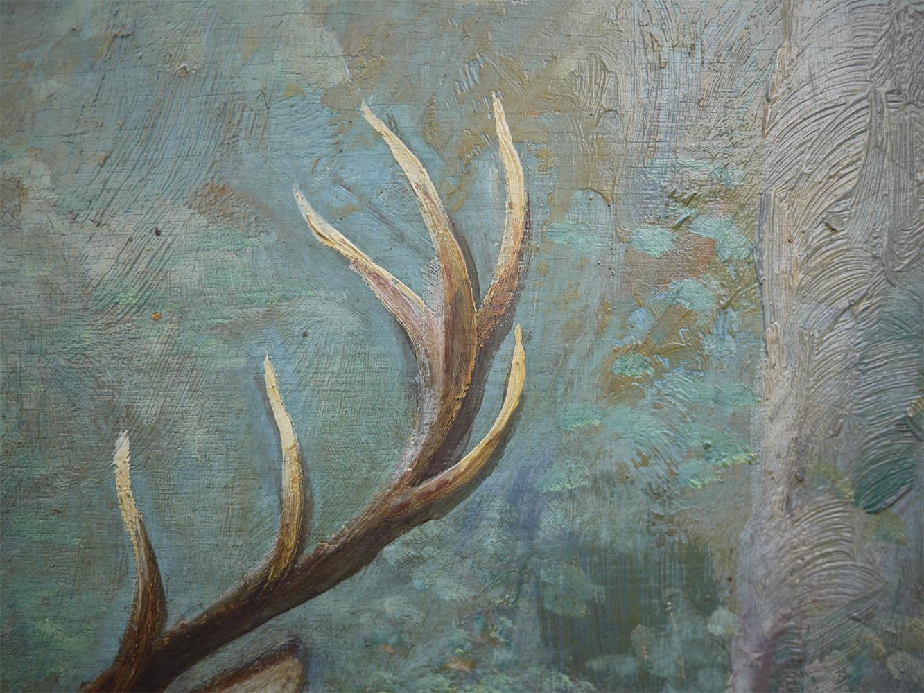 deer in the woods painting