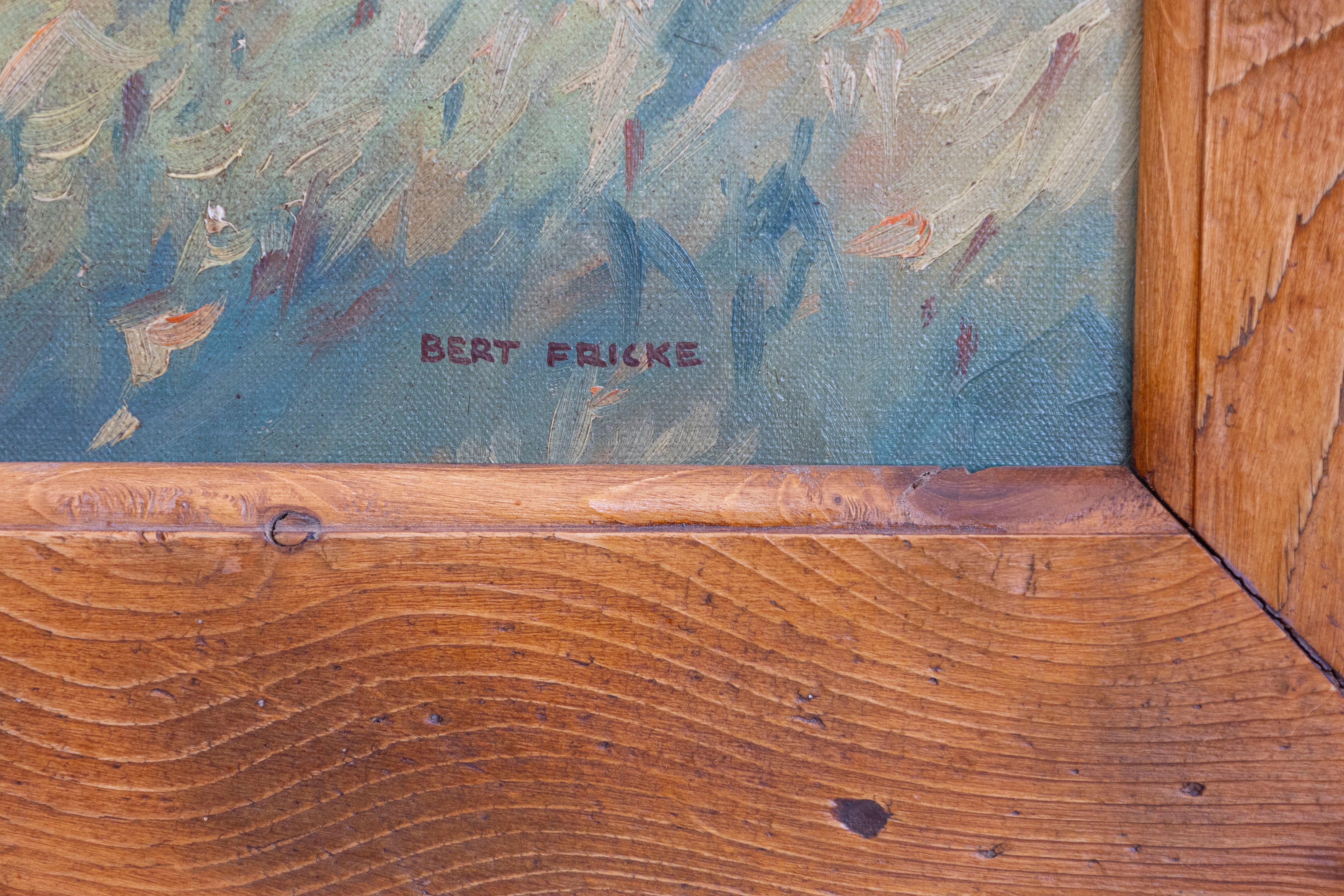 XX secolo Cervo nel Wood, Bert Fricke Wolfenbuttel Pittura a olio su pannello del 1920 circa in vendita