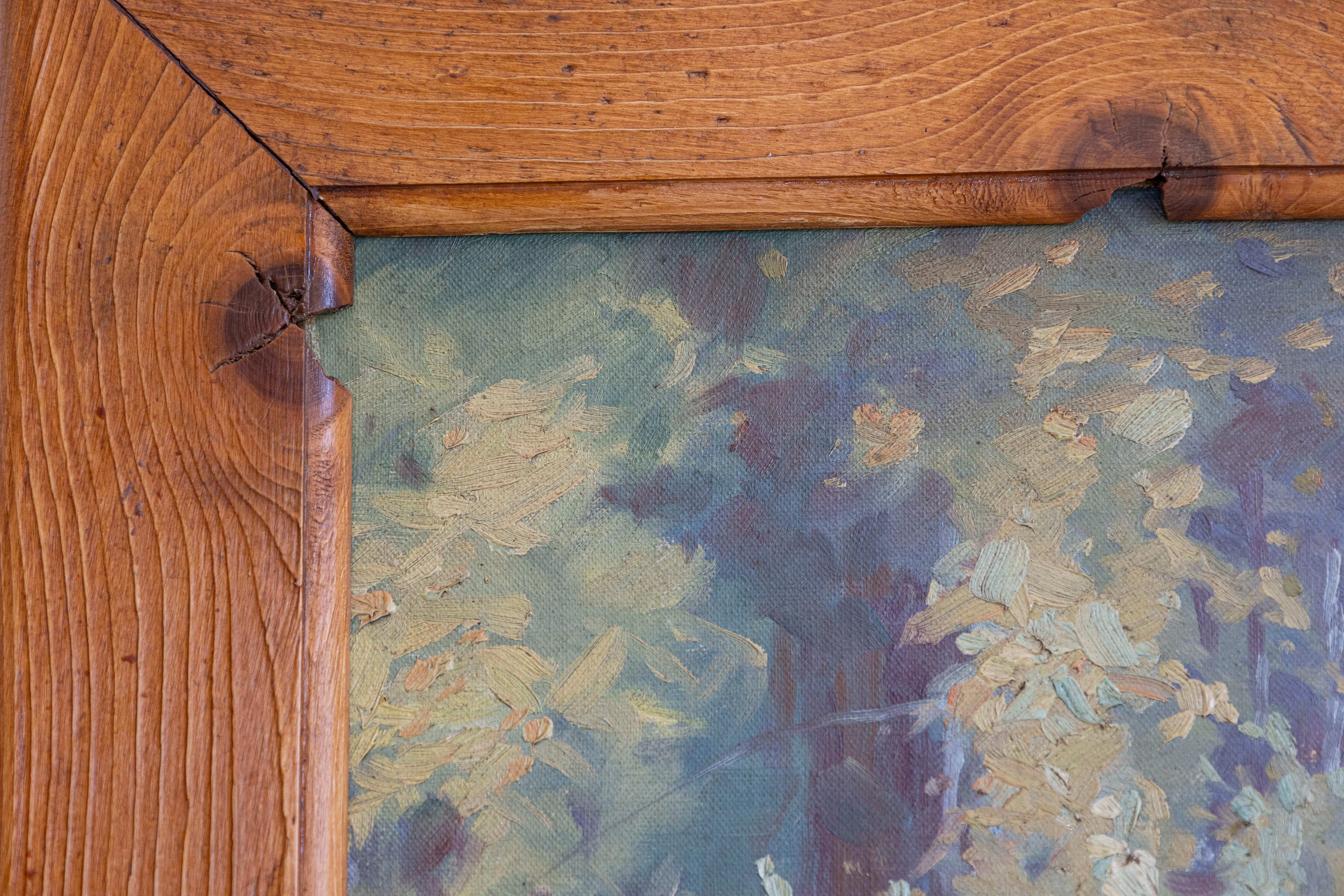 Legno Cervo nel Wood, Bert Fricke Wolfenbuttel Pittura a olio su pannello del 1920 circa in vendita