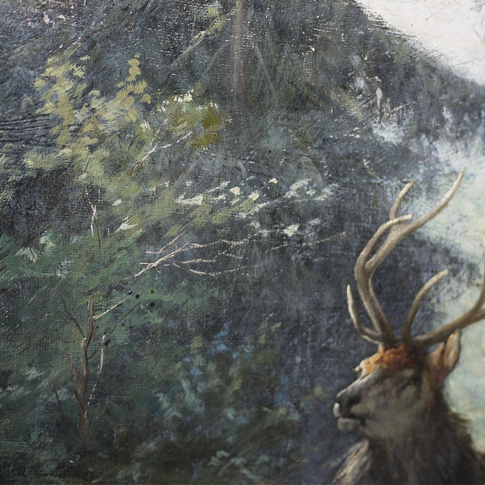 Deer in the Woods Painting, Paul Rippert, 1891 3