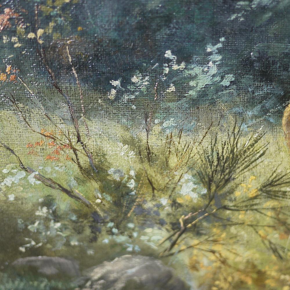 paintings of deer in the woods