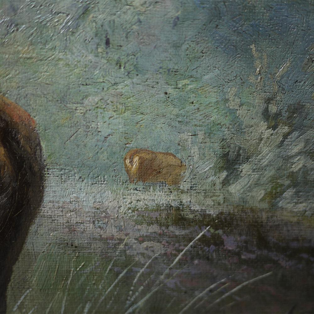 Oiled Deer in the Woods Painting, Paul Rippert, 1891