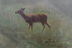 Deer Painting, Animals Oil on Canvas by Otto Fikentscher, 1920