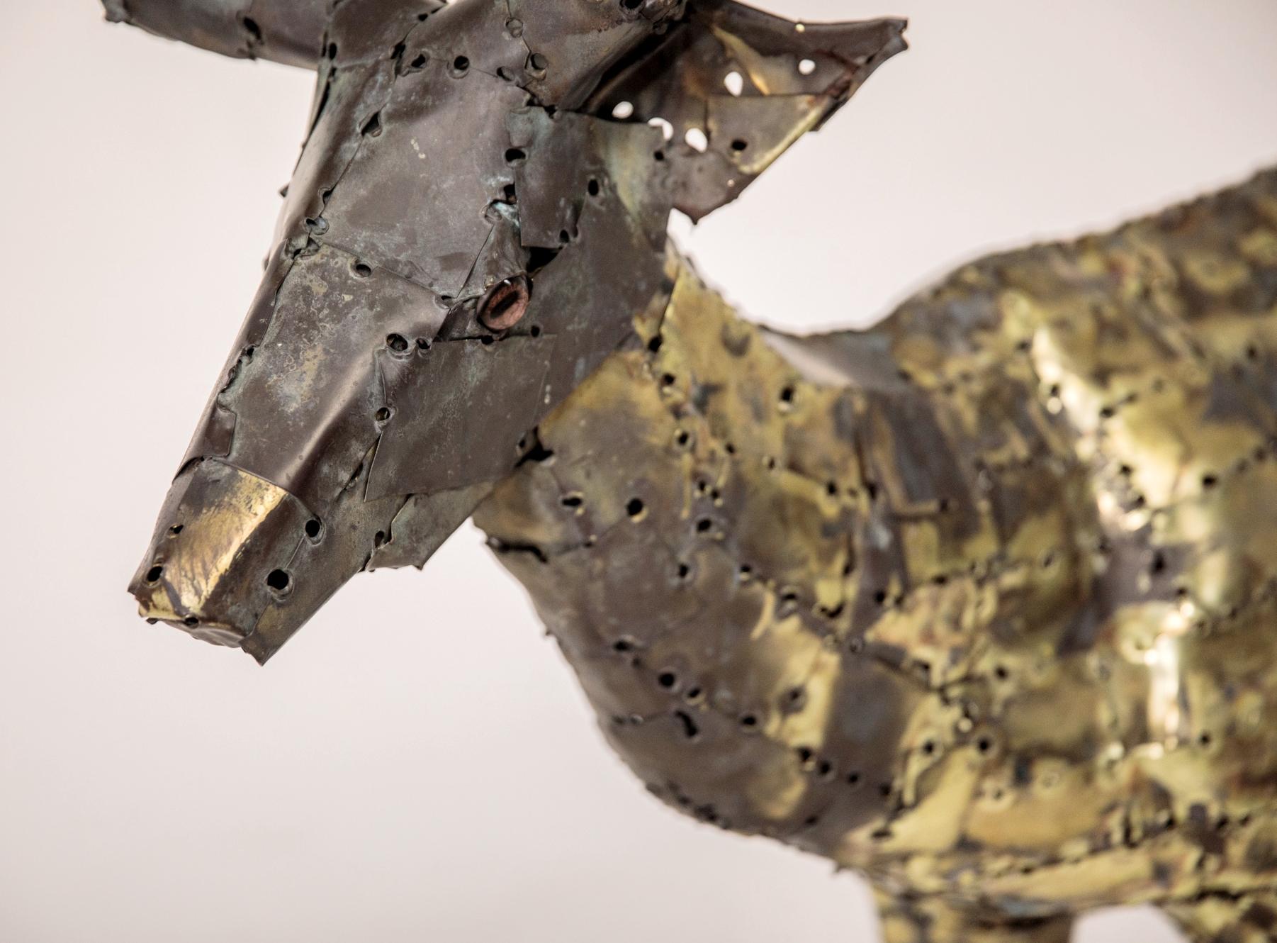 Late 20th Century Deer, Sculpture in Oxidized Brass by François Melin, 1970 For Sale