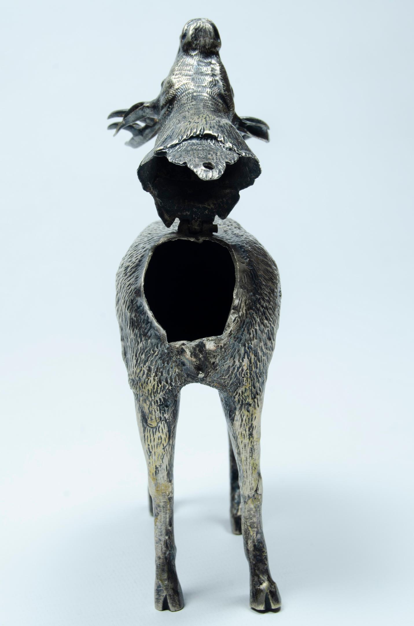 South American Deer Sculpture in Silver For Sale