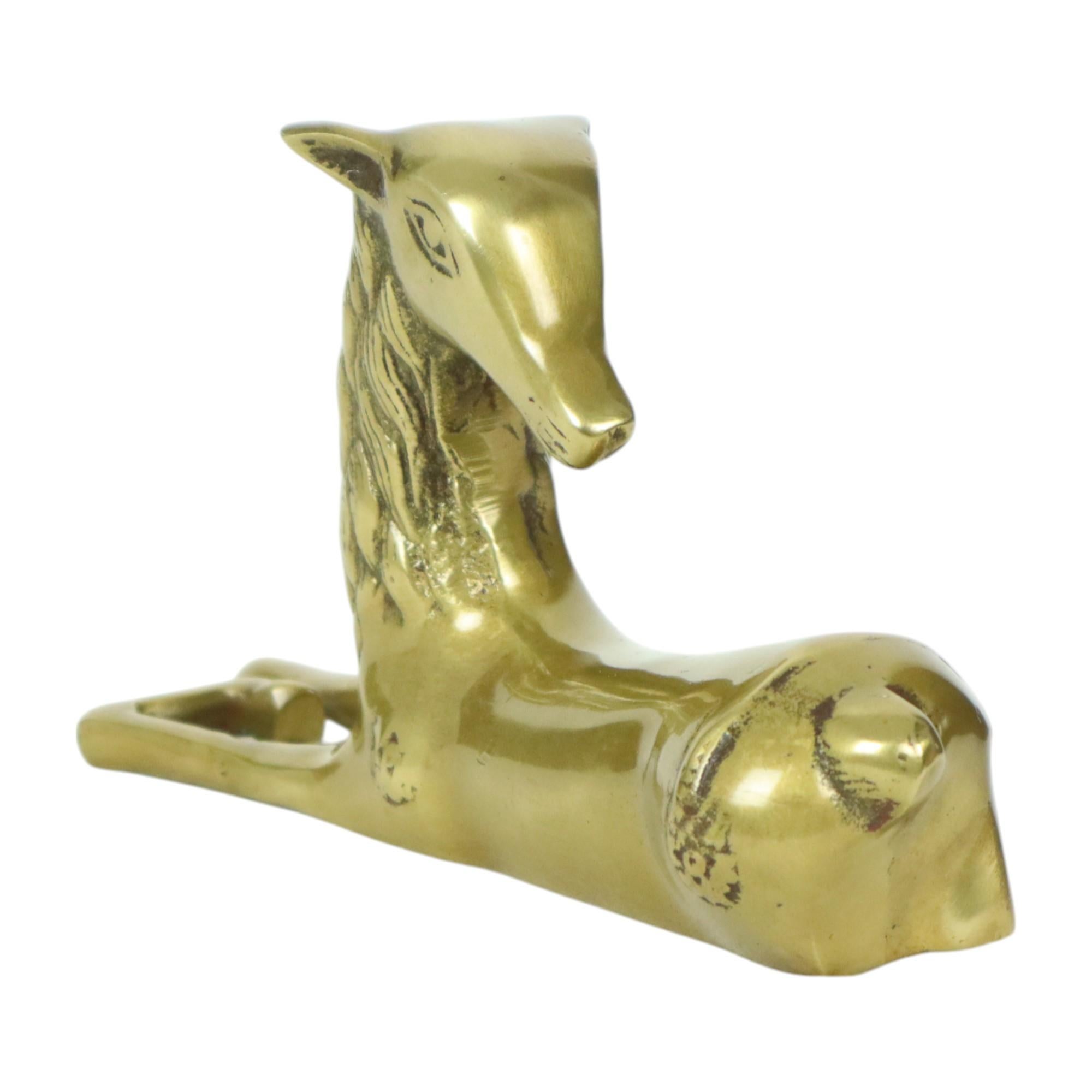 Hollywood Regency Deer Statue Sculpture Copper Brass Reclining Deer Sarreid Ltd For Sale