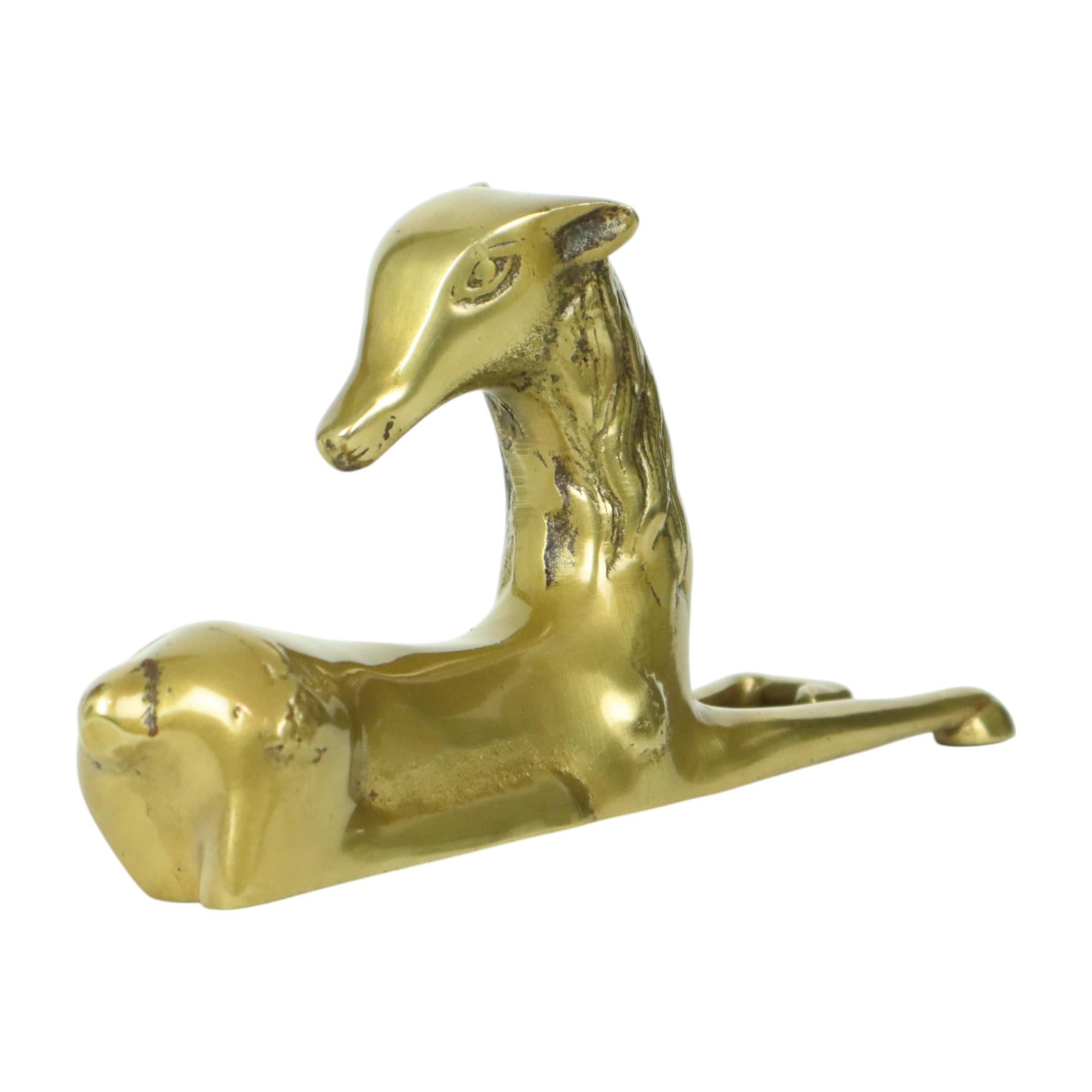 Spanish Deer Statue Sculpture Copper Brass Reclining Deer Sarreid Ltd For Sale
