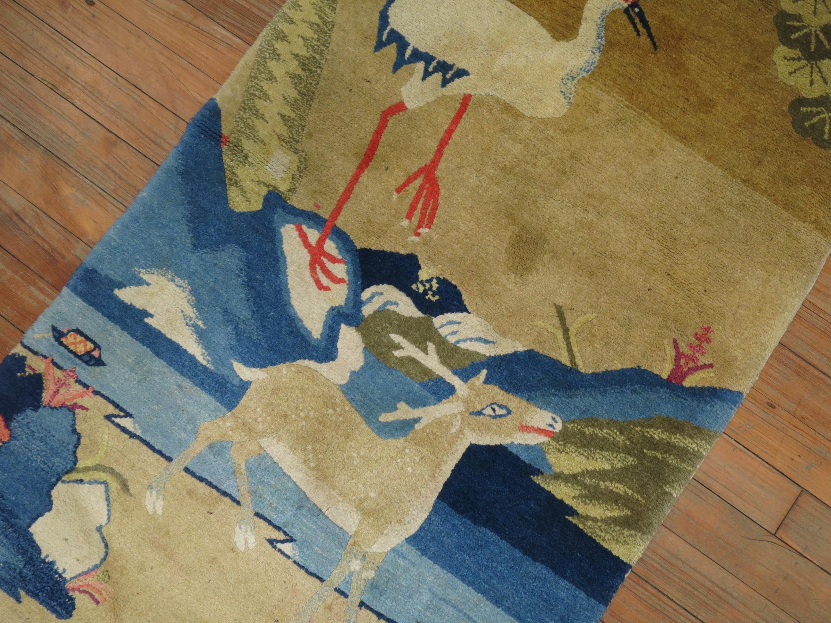 Deer Swan Pictorial Tibetan Pictorial Rug 1