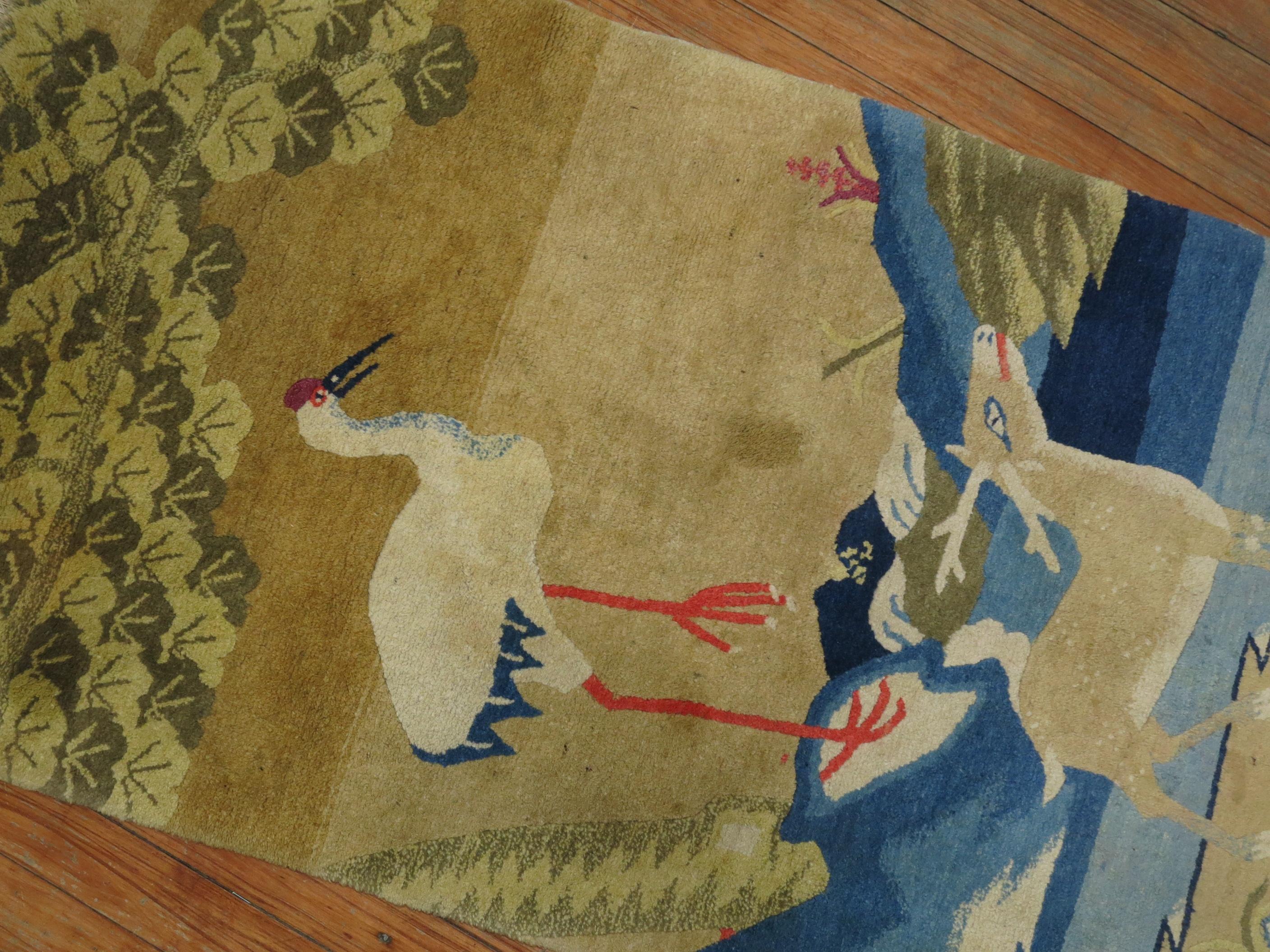 Deer Swan Pictorial Tibetan Pictorial Rug 2