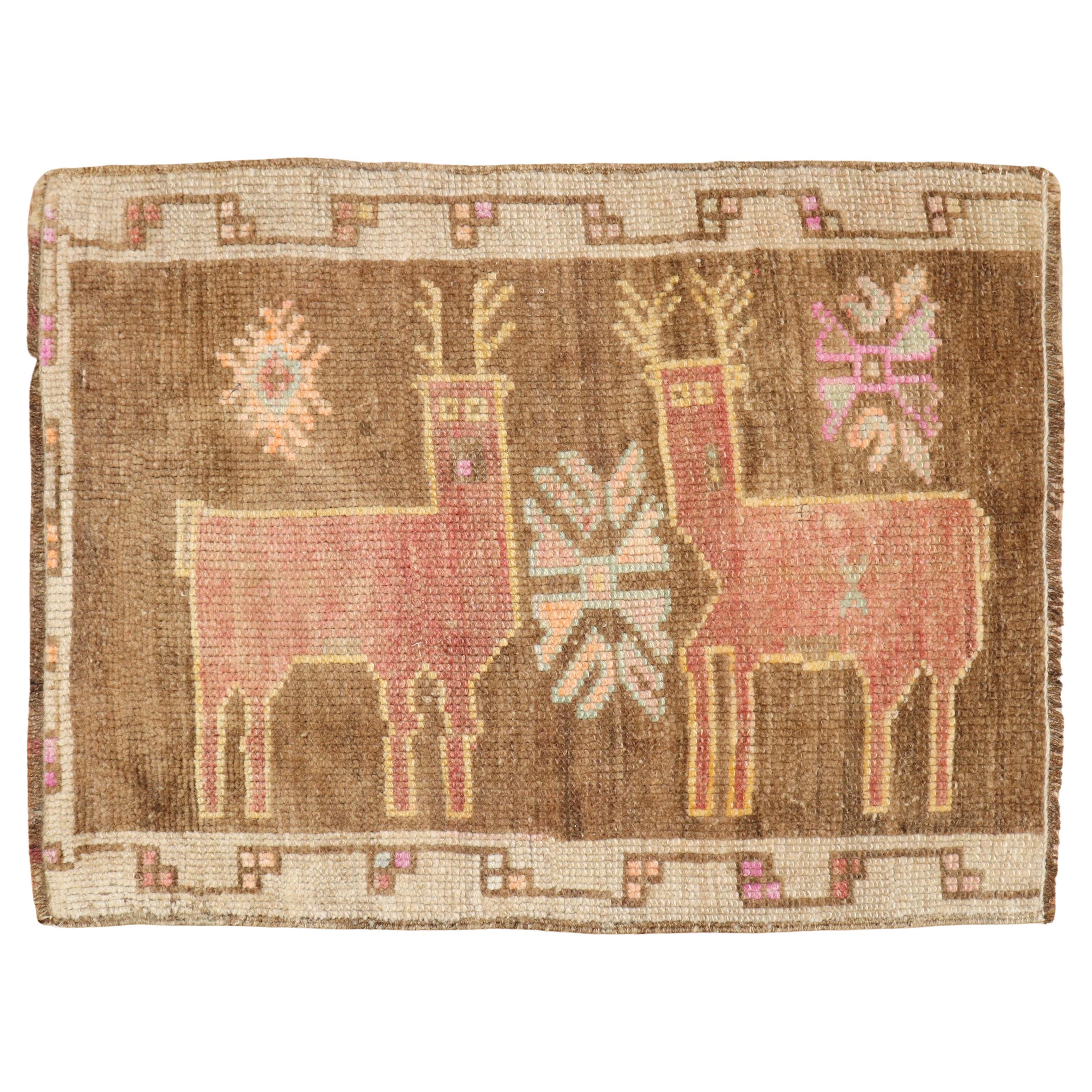 Mini tapis carré turc Vintage Deer