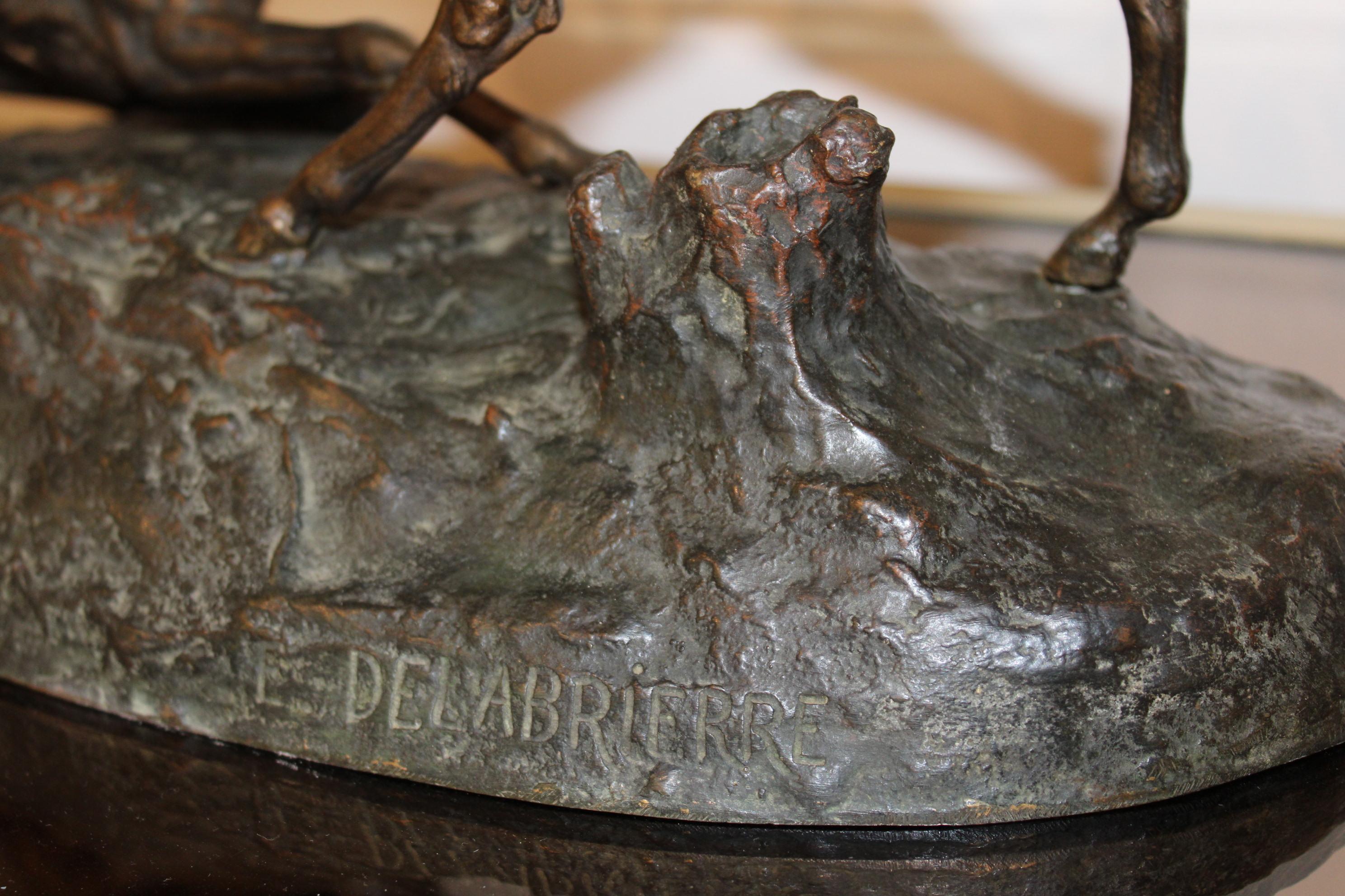 Sculpture en bronze de cerfs par Edouard Delabrièrre, France, 19ème siècle 9