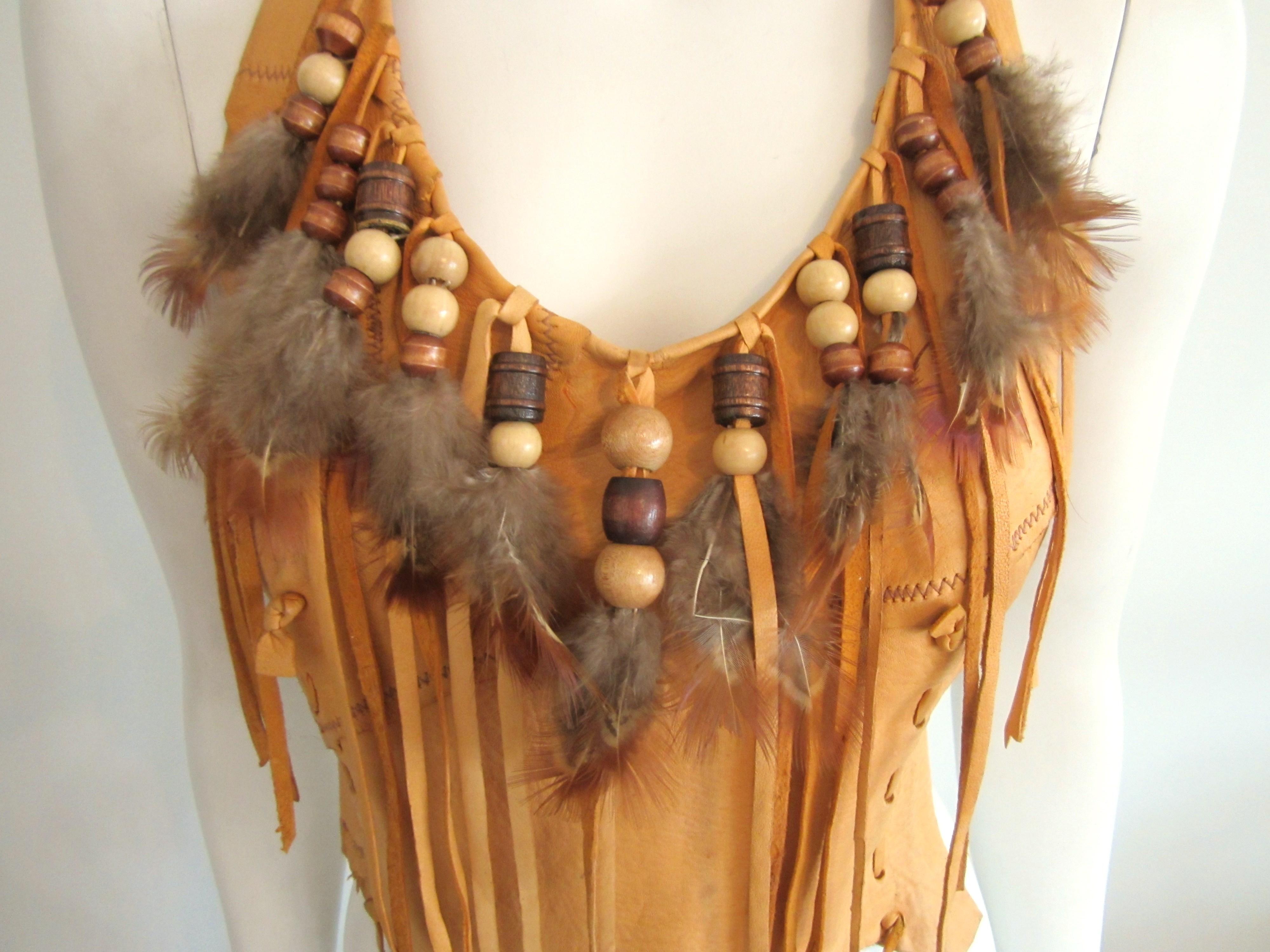 brown leather halter top