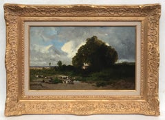 Lake landscape with characters