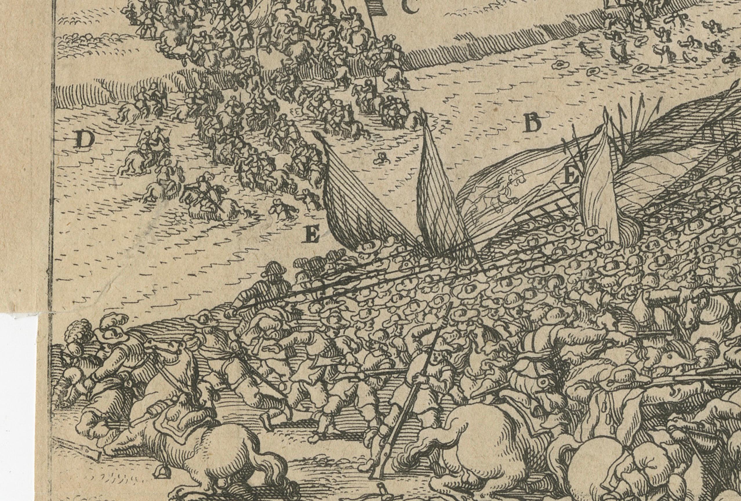 Mid-18th Century Defeat at River Gete: The Fall of Orange to Alva in 1568, Published in 1730 For Sale