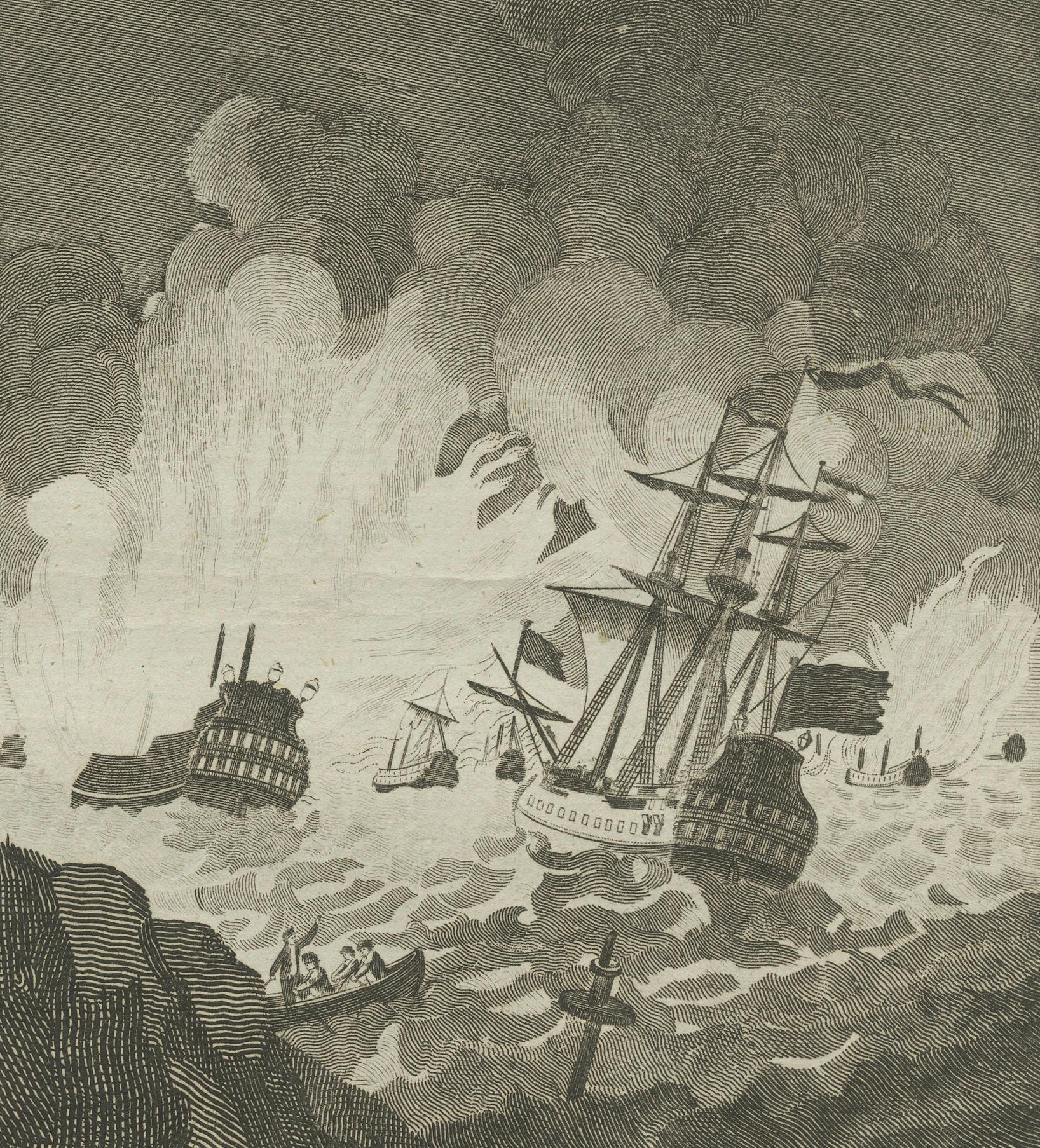 Defeat of the Spanish Armada, 1588: Kupferstich von Alexander Hogg aus dem 18. Jahrhundert (Spätes 18. Jahrhundert) im Angebot