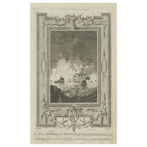 Defeat of the Spanish Armada, 1588: 18th-Century Engraving by Alexander Hogg