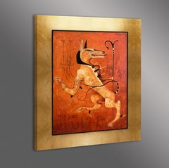 "Defender" Oil on Canvas Original Painting in Wooden Gold Leaf Frame, 2005