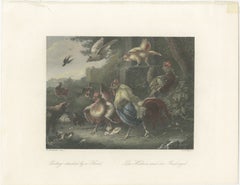 Defending the Flock: The Poultry's Stand Against the Hawk, Hand-colored ca.1860