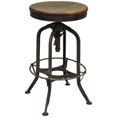 Defiance Wood & Metal Green Industrial Architect Draftsman Swivel Stool Drafting