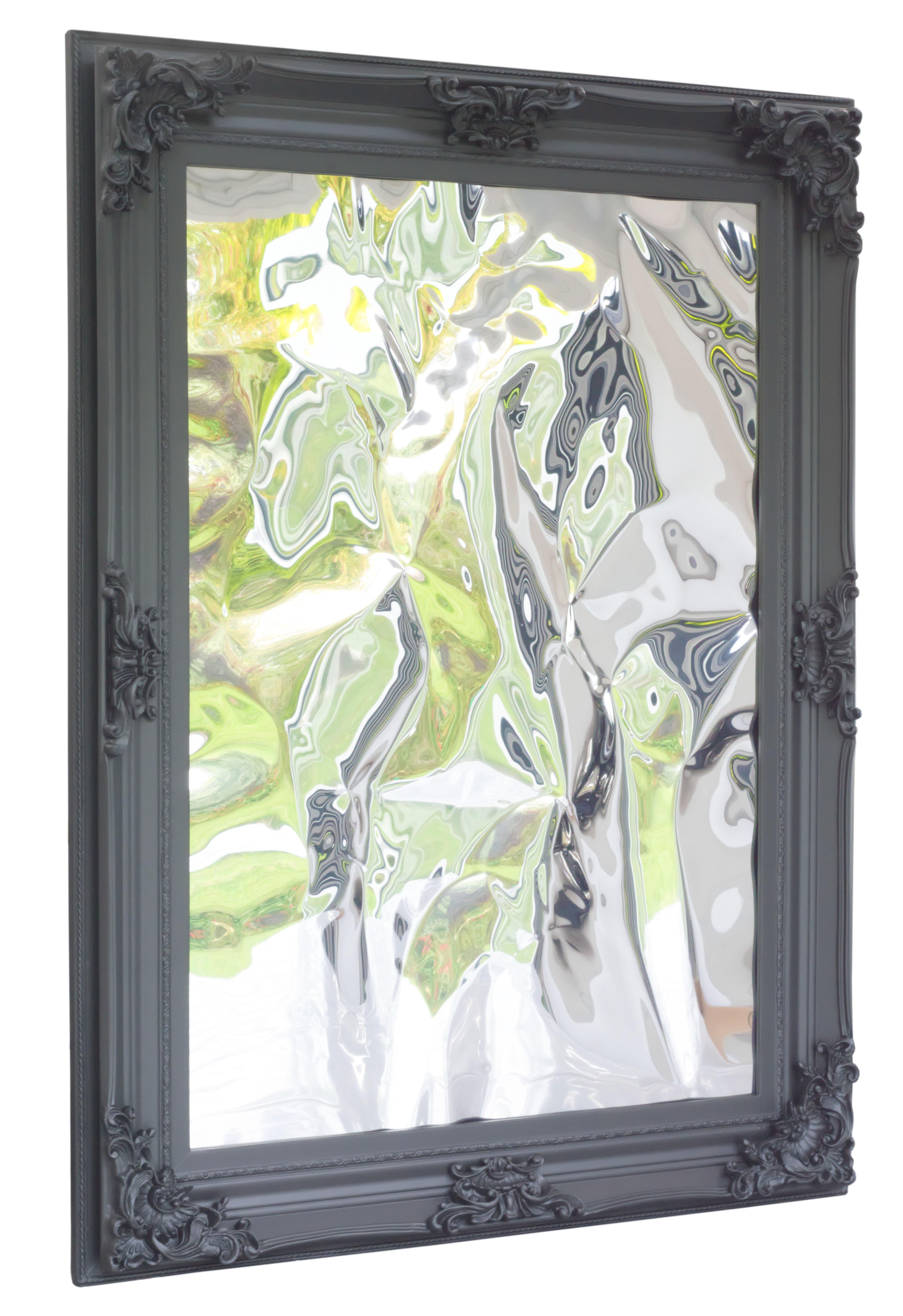 Modern Deflection Mirror in Stainless Steel with Ornate Frame For Sale