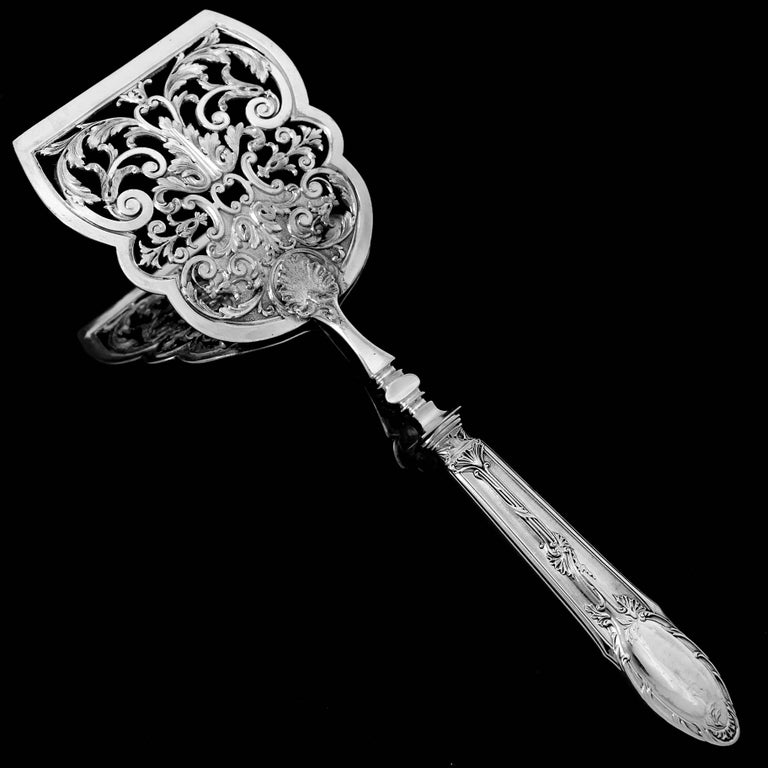 Silver Plate Deflon French Sterling Silver Asparagus Pastry Toast Server For Sale