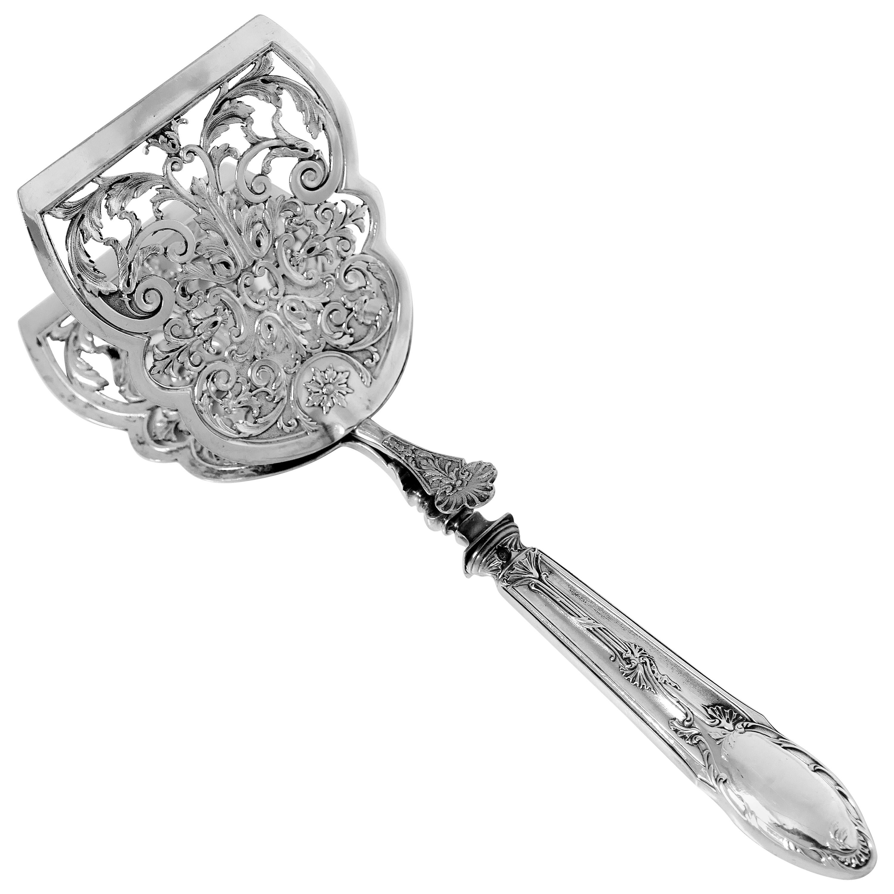 Deflon French Sterling Silver Asparagus Pastry Toast Server For Sale