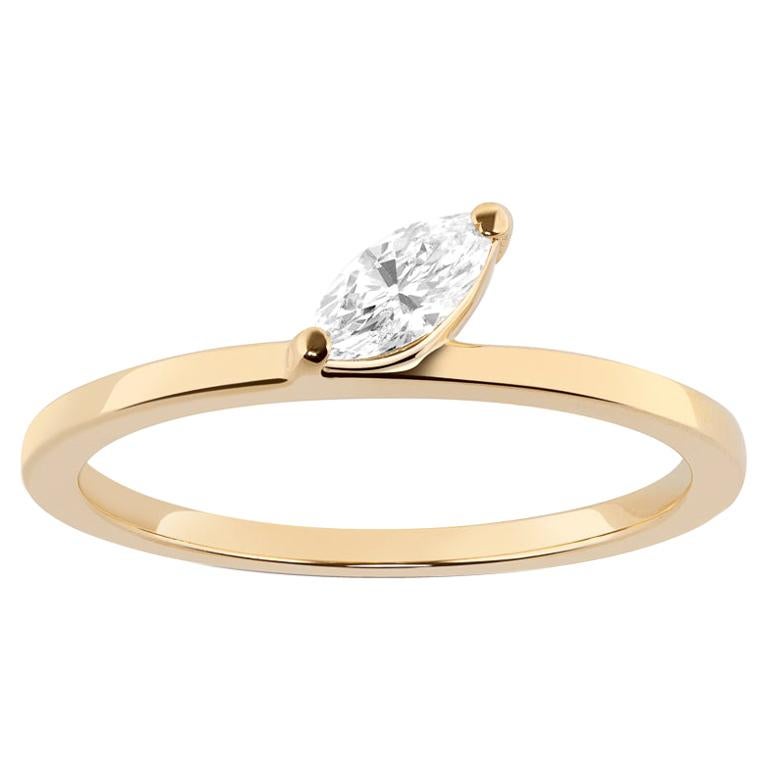 Defne Ring, Marquise Diamond Ring in Yellow Gold For Sale
