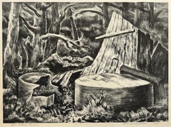 "THAT WHICH REMAINS" REIGONALIST LITHIOGRAPH Texas  DeForrest JUDD 1942