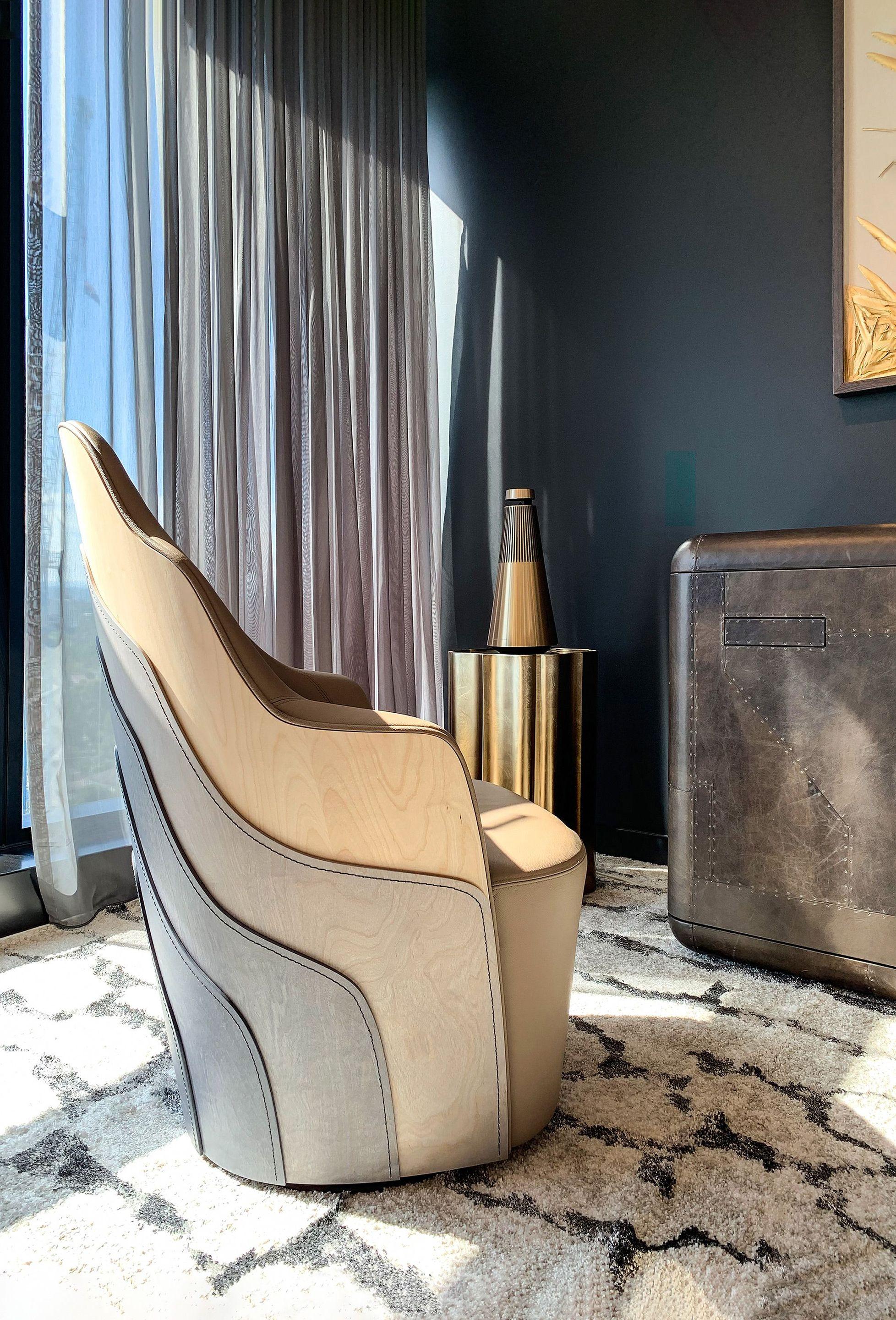 Veneer Degraded Birch Couture Armchair For Sale