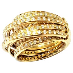 DeGrisogono 18 Karat Yellow Gold and Diamond Nine-Row Allegra Ring