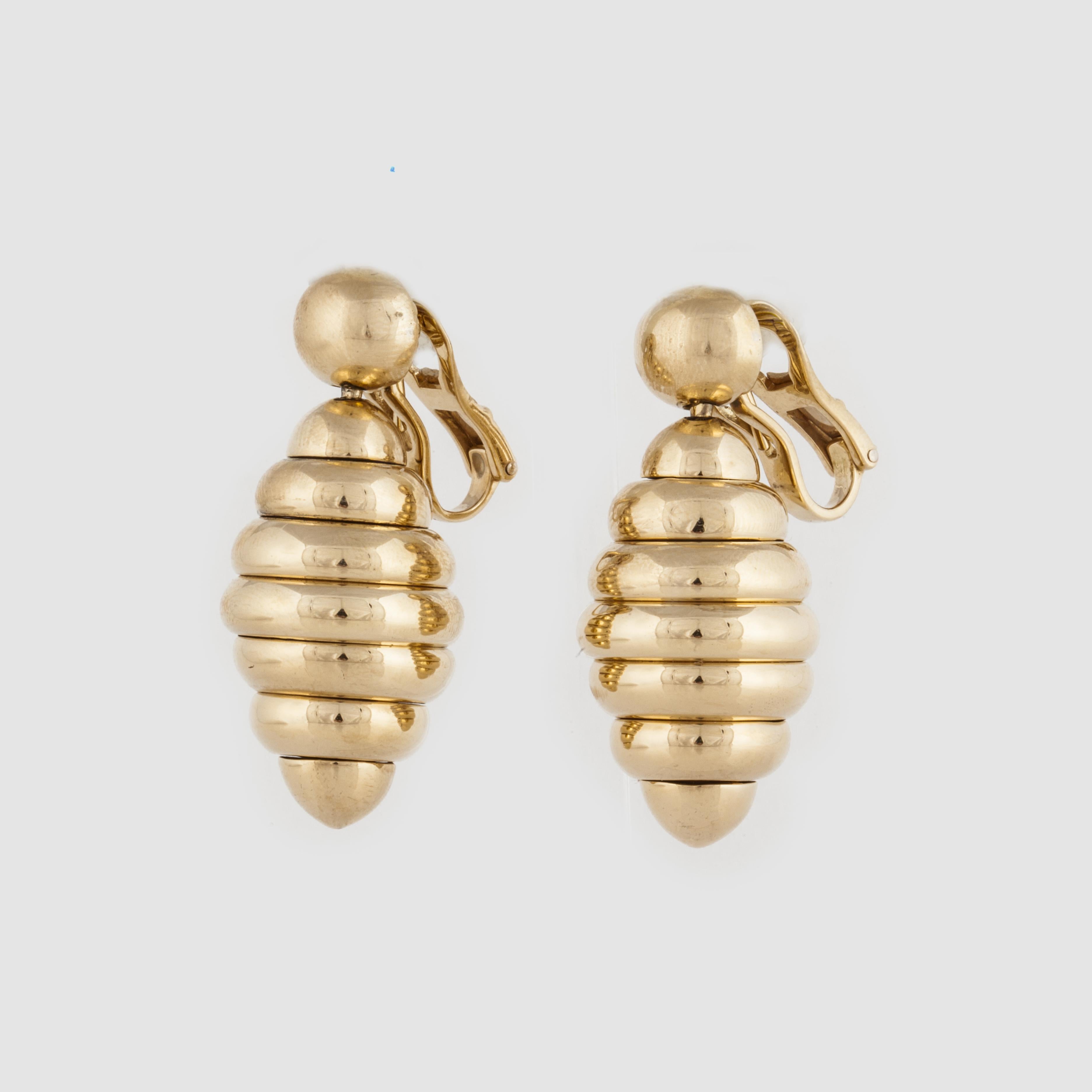 deGrisogono 18K yellow gold earrings that are articulated with the lower 