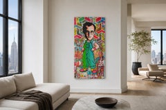 Dipinto acrilico su tavola di legno di Keith Haring, 72 x 35 in, di Degrupo