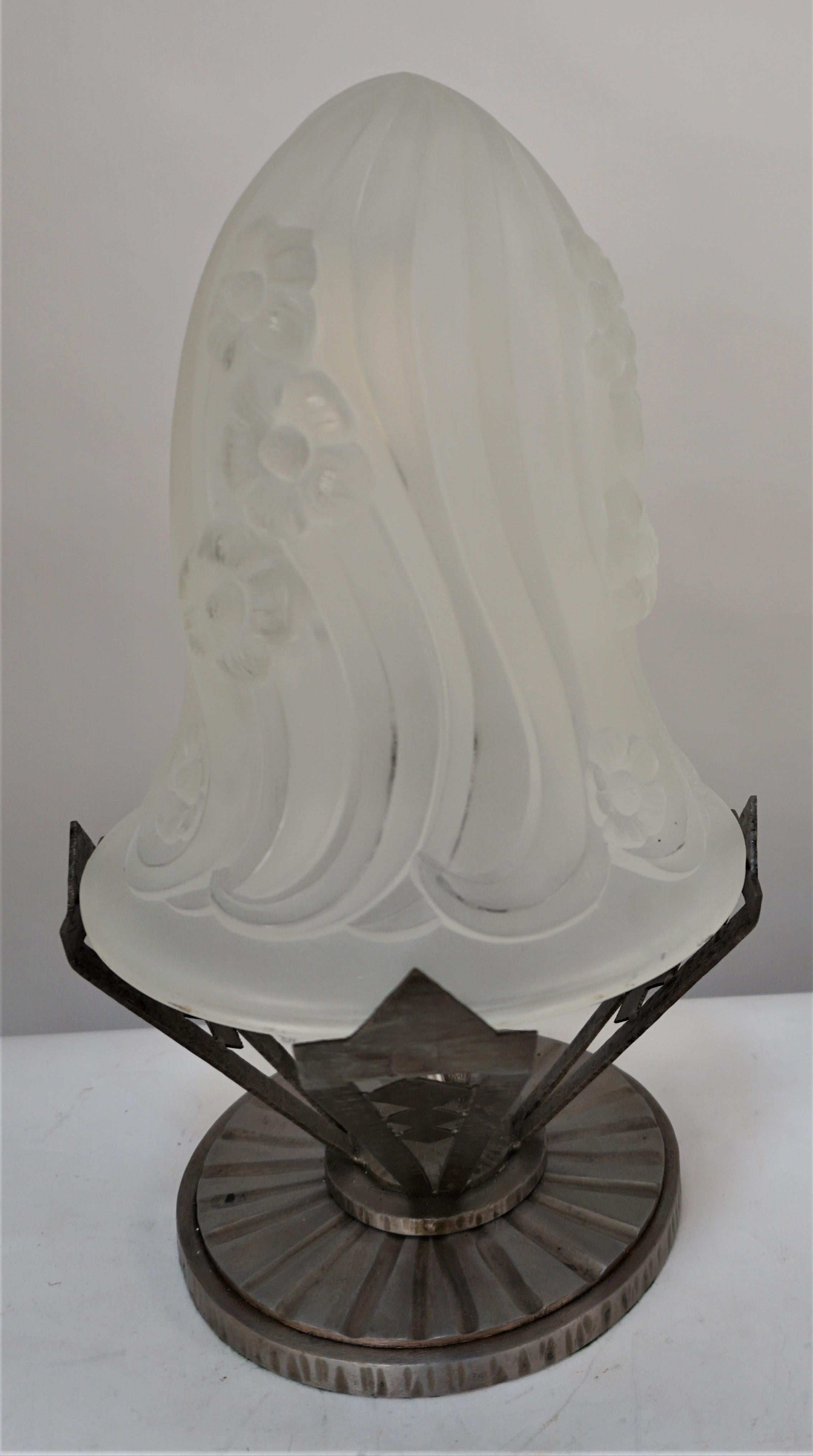 Glass Degue 1920's Art Deco Table Lamp