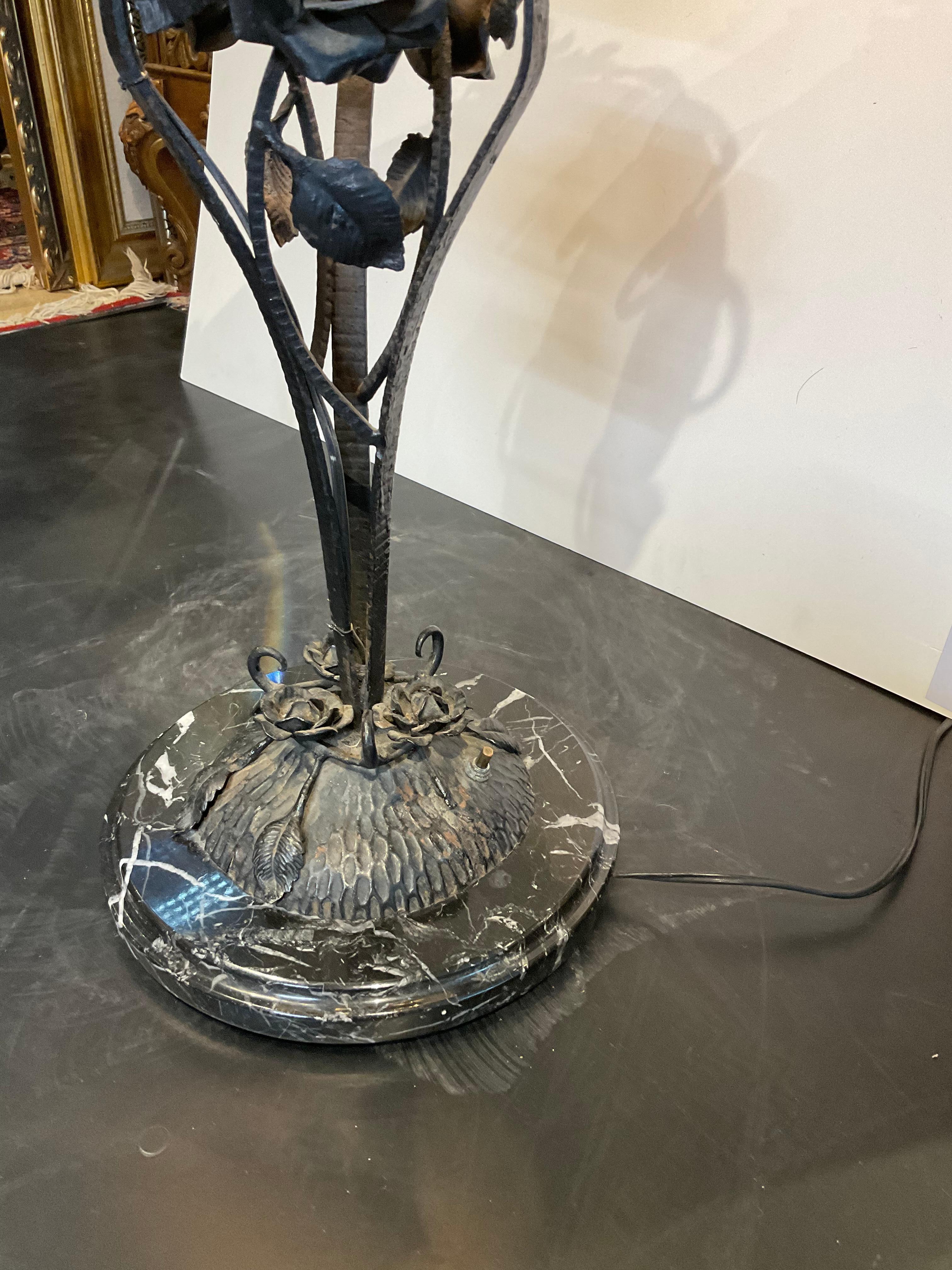 Degue Art Nouveau Style Hand Painted Lamp For Sale 3
