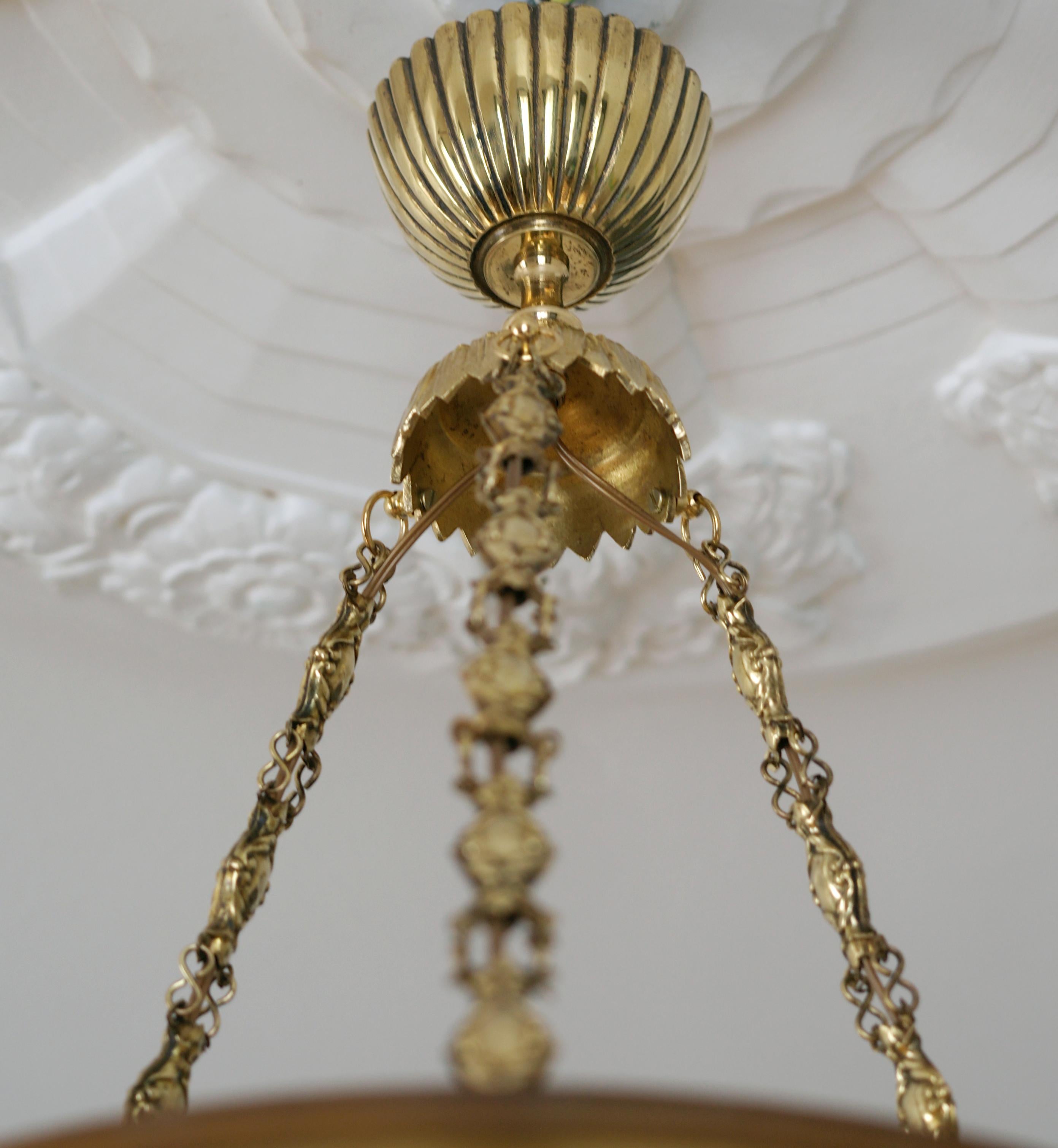 Lustre suspendu Art Déco français en ambre, fin des années 1920 2
