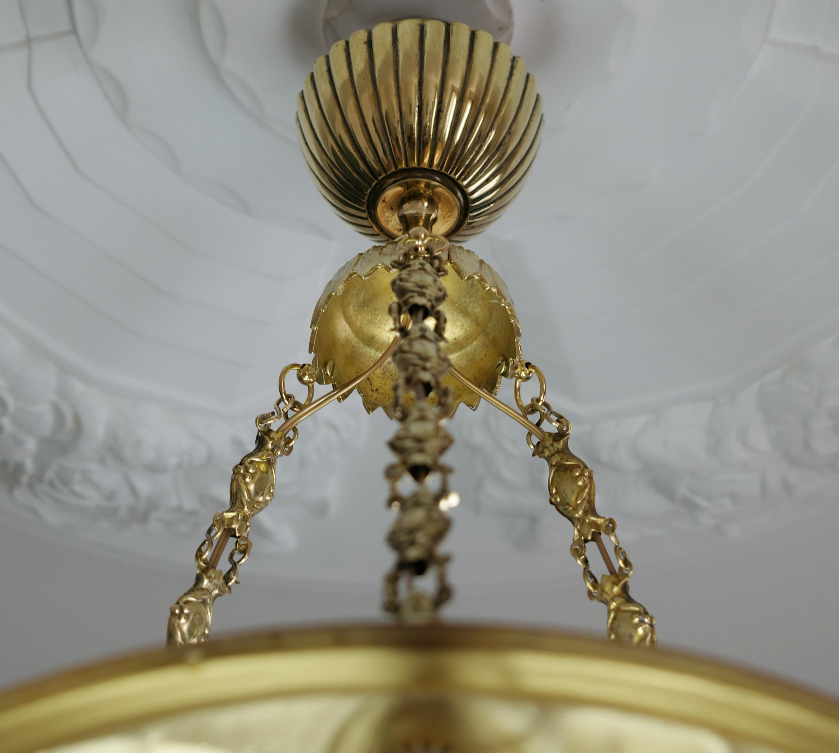 Début du 20ème siècle Lustre suspendu Art Déco français en ambre, fin des années 1920