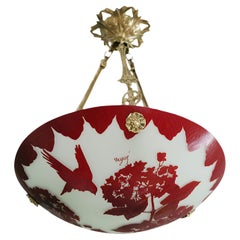 Lustre suspendu Art Déco français en verre gravé, années 1920
