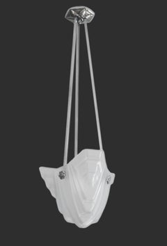 Degue Lampadario a sospensione in vetro smerigliato Art Deco francese 1920