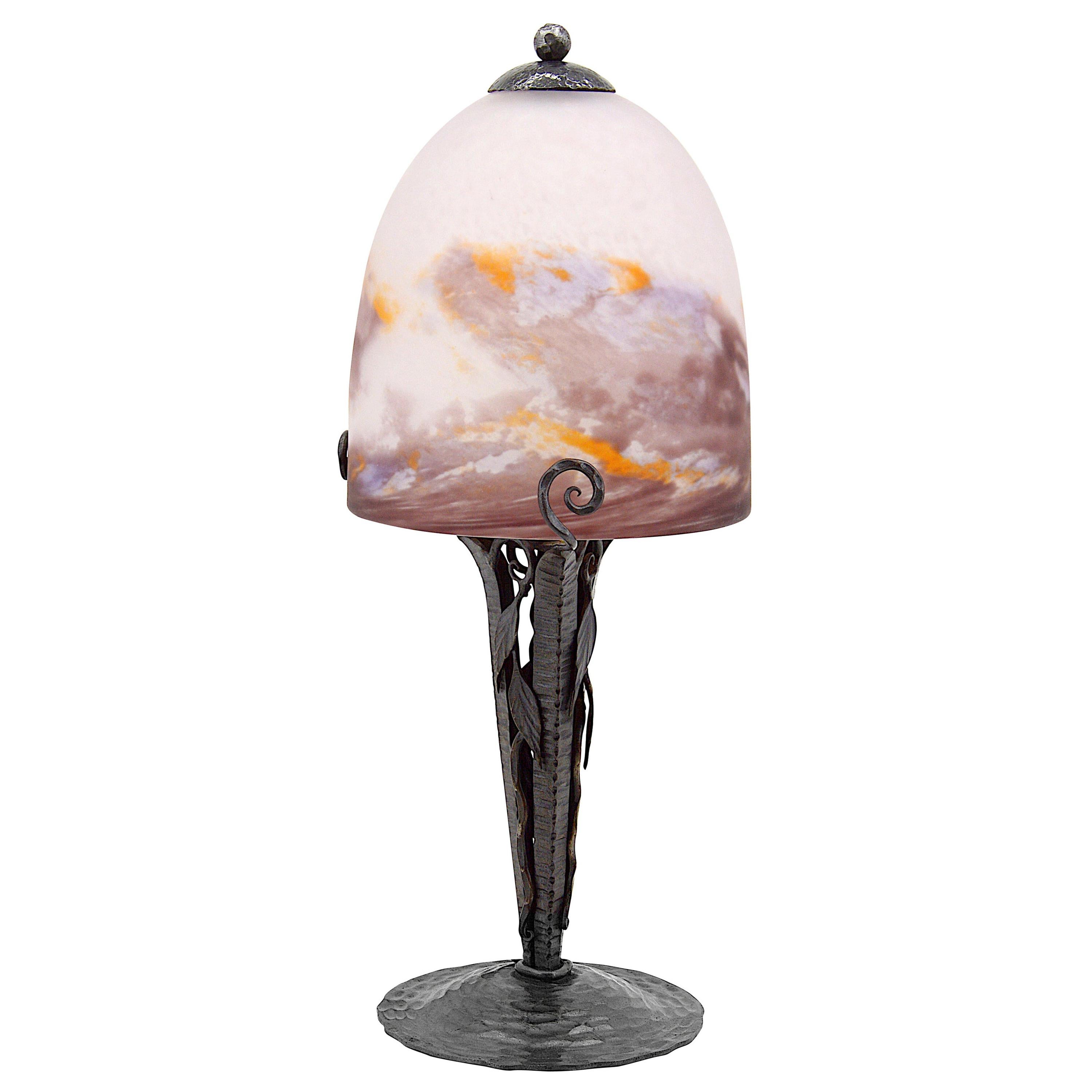 Degue French Art Deco Mottled Table Lamp, Late 1920s