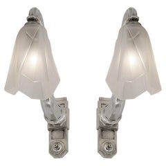 Antique Degue French Art Deco Pair of Wall Sconces 1920