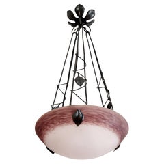 DEGUE French Art Deco Pendant Chandelier, 1920