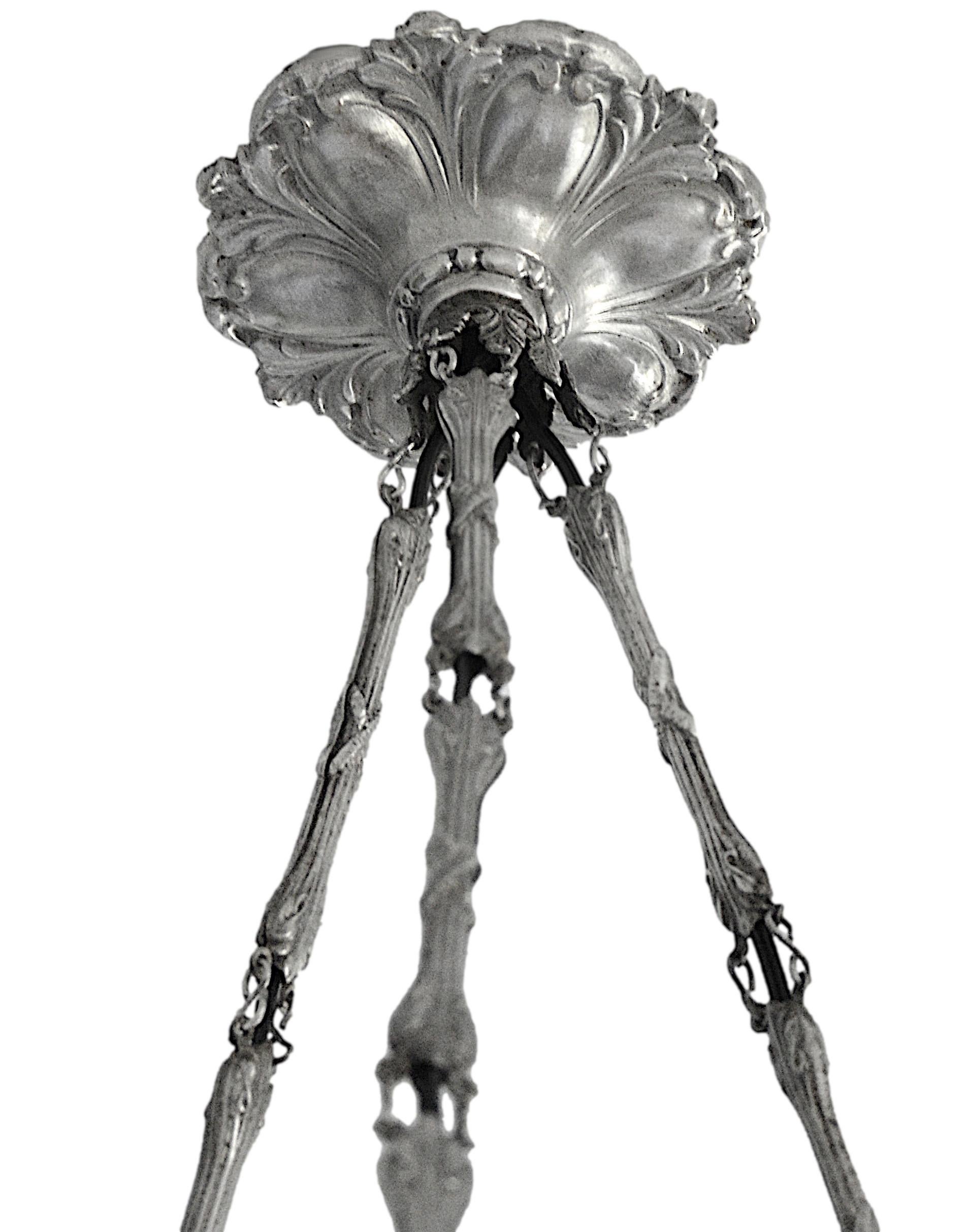 Degue French Art Deco Pink Pendant Chandelier, 1920 For Sale 2