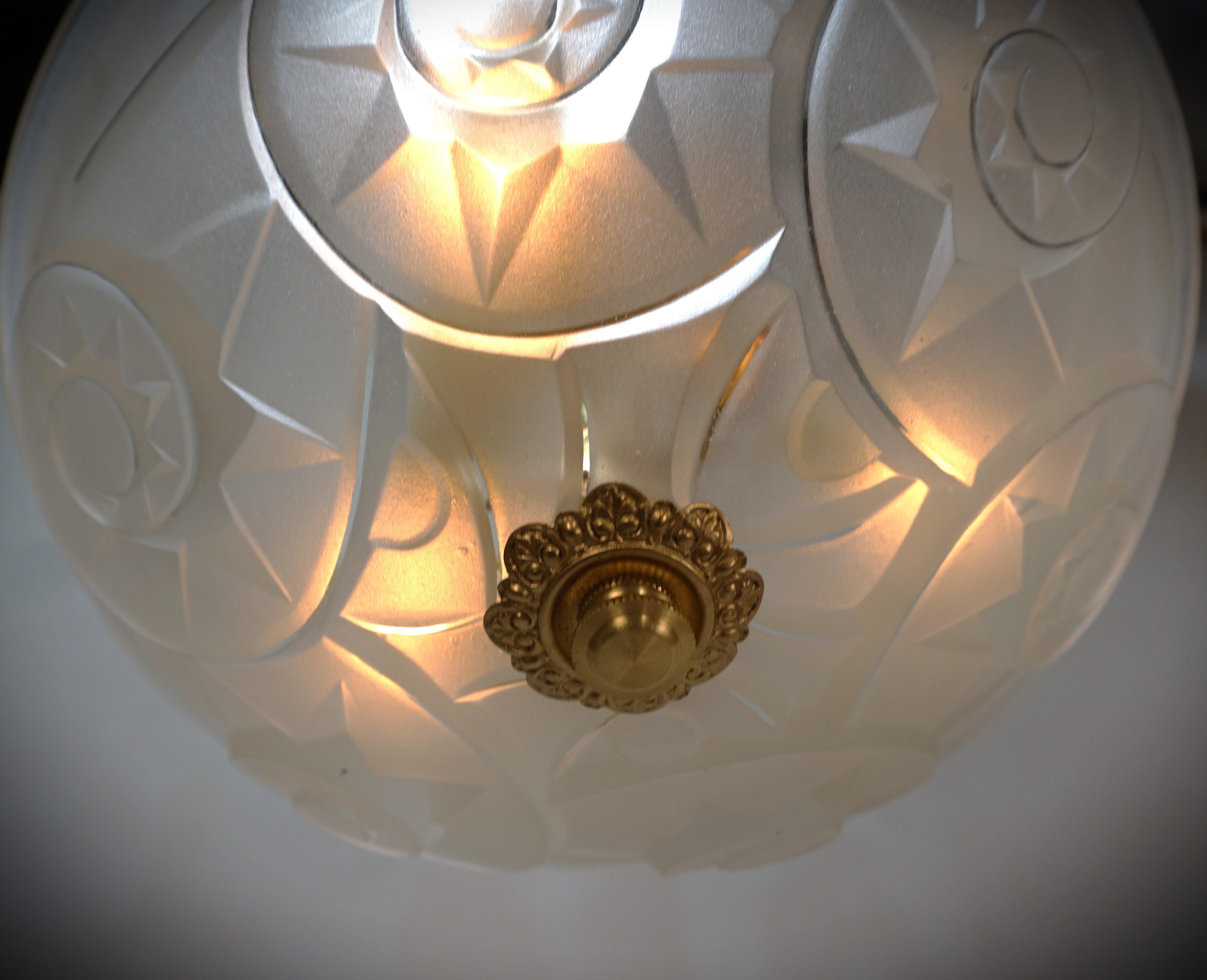 Degue French Semi Flush Mount Art Deco chandelier 5