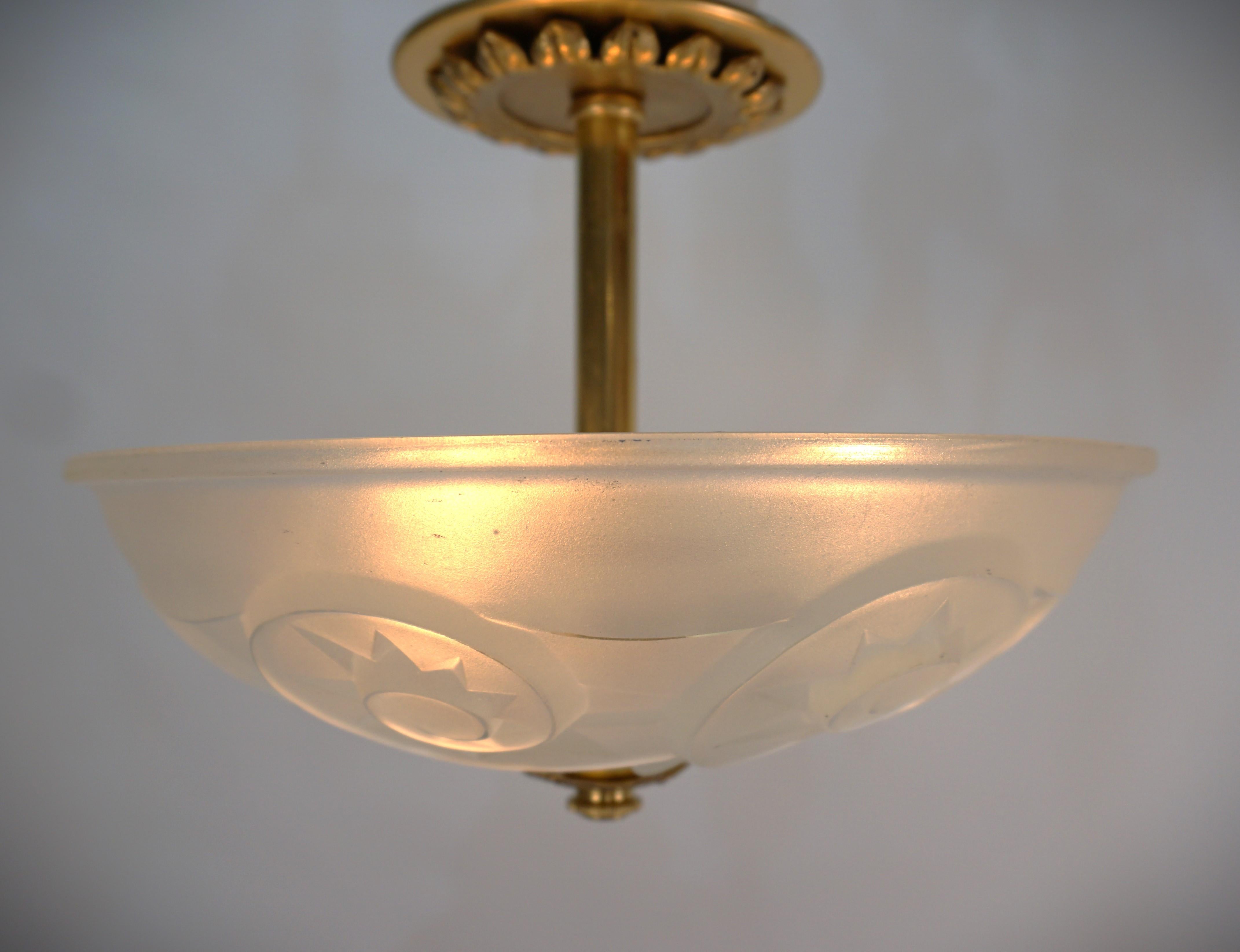 Bronze Degue French Semi Flush Mount Art Deco chandelier