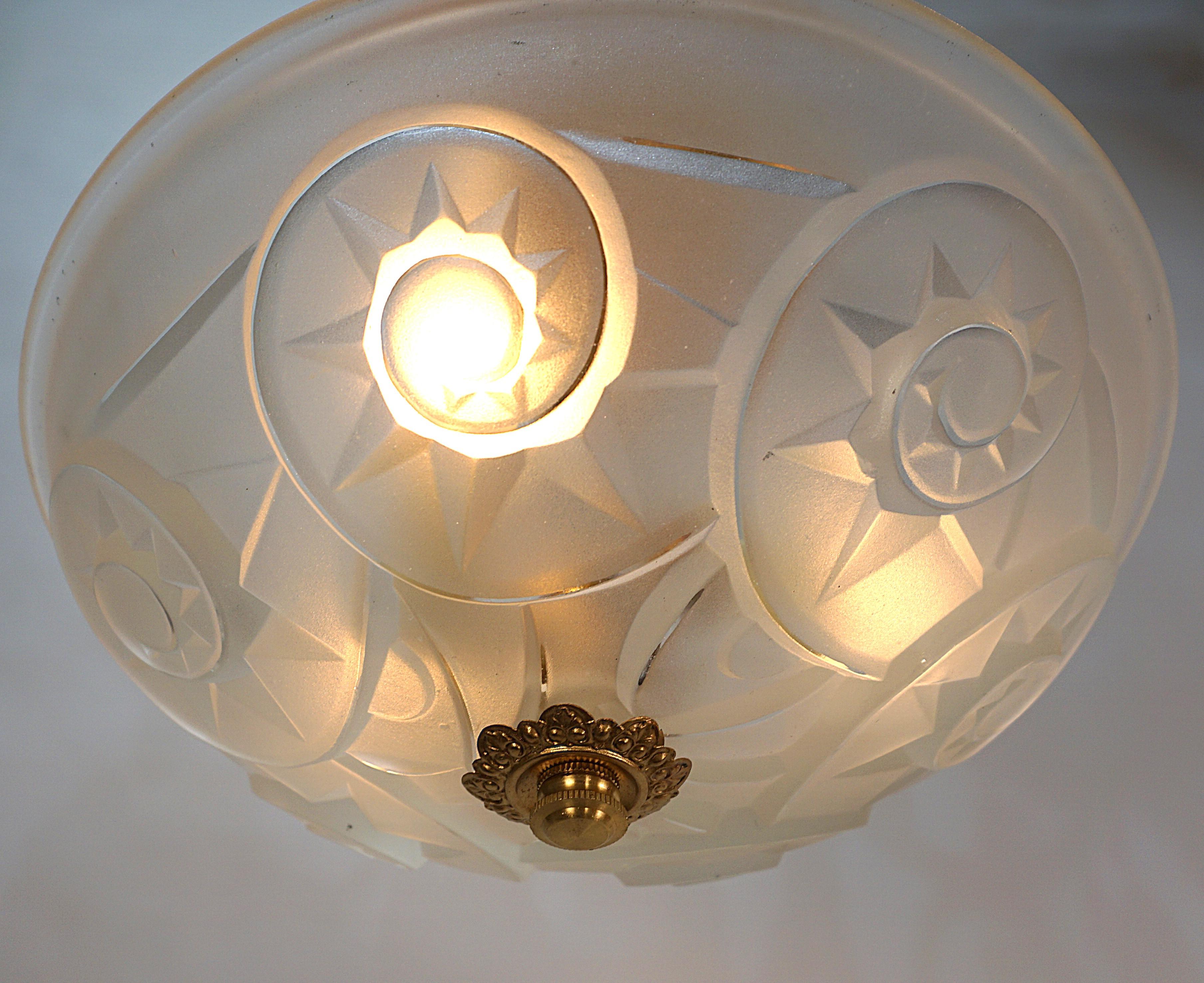 Degue French Semi Flush Mount Art Deco chandelier 3