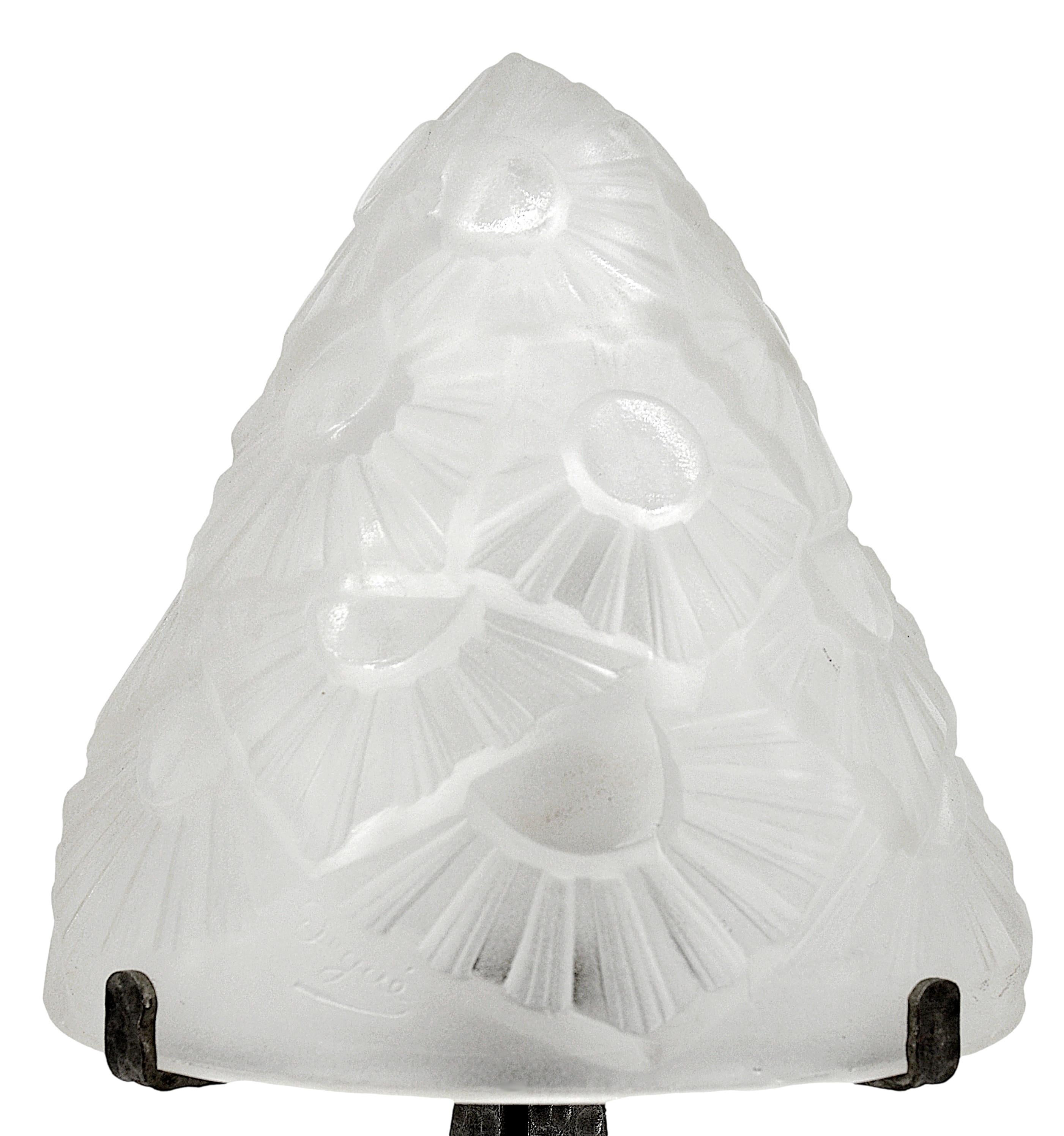 DEGUE & Henri FOURNET 'Le Fer Forgé' Französische Art Deco Tischlampe 1920 im Zustand „Hervorragend“ im Angebot in Saint-Amans-des-Cots, FR