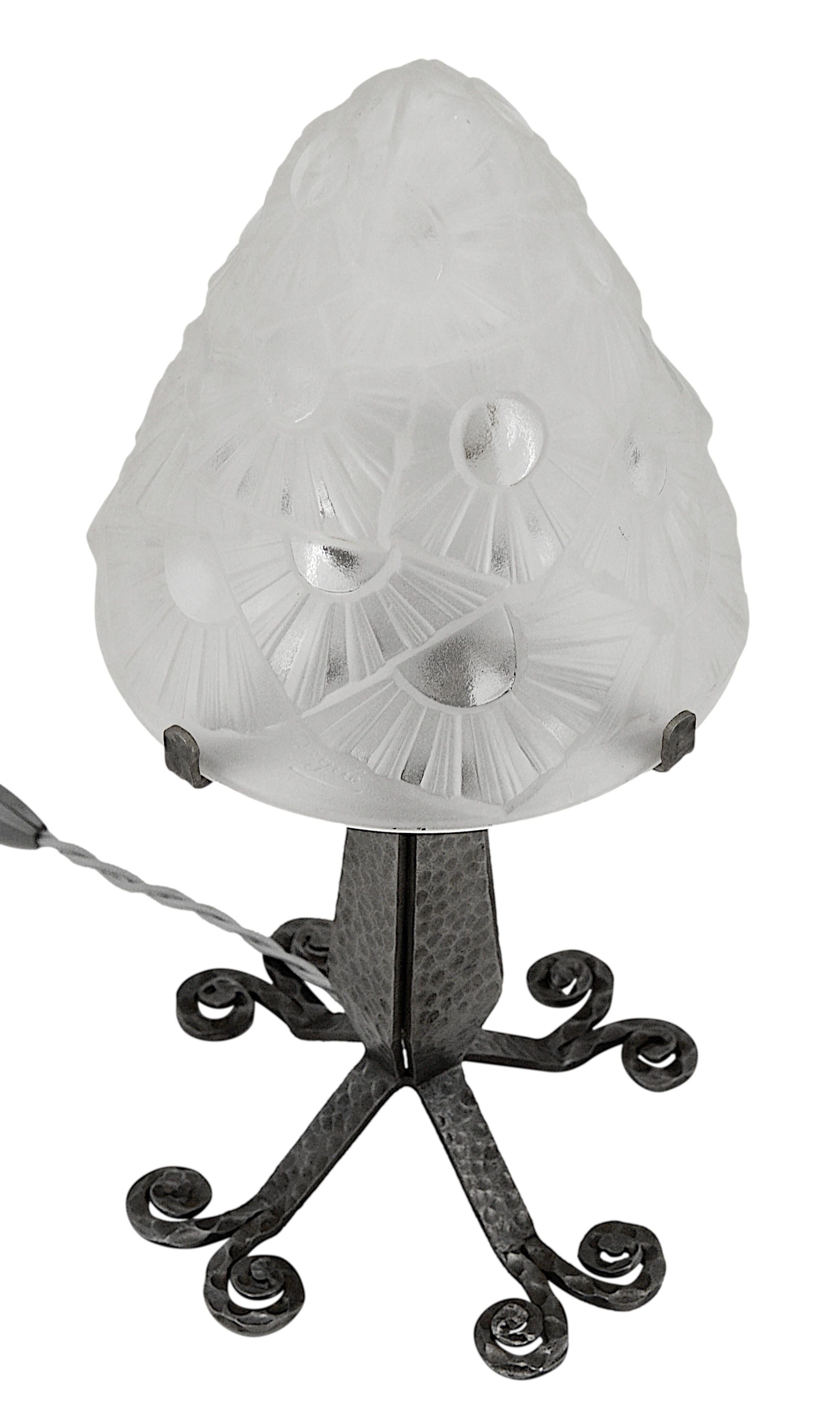 DEGUE & Henri FOURNET Lámpara de sobremesa francesa Art Déco 'Le Fer Forgé', 1920 Francés en venta
